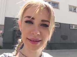 Rubia con coletas tetona folla por dinero recibe creampie