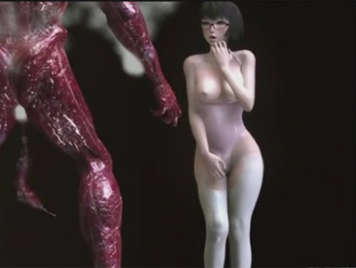 Chica hentai 3D follada por un monstruo alienígena
