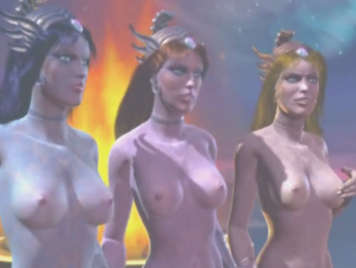 Fantasía hentai 3D con tres chicas humanoides 